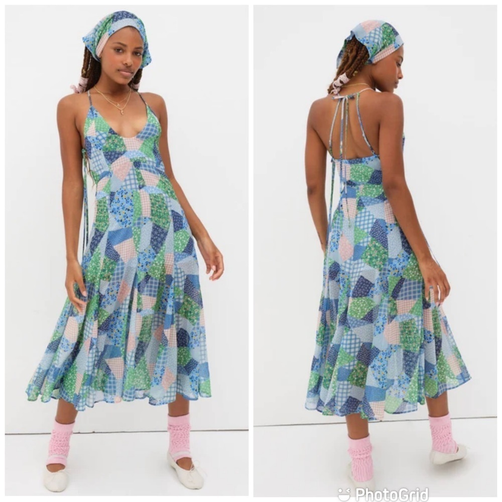 For Love & Lemons Donna Midi Dress In Blue